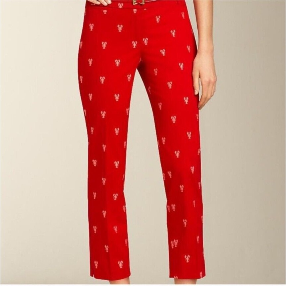 Talbots Signature Red Lobster Cropped Pants Capri Petite Straight Leg Sz. 4P